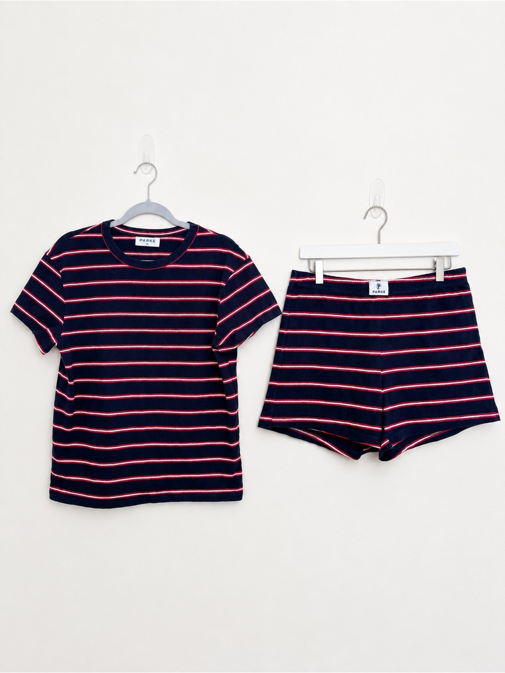 Parke Set Coastal Navy Firecracker Striped Cotton Mini Short T-Shirt